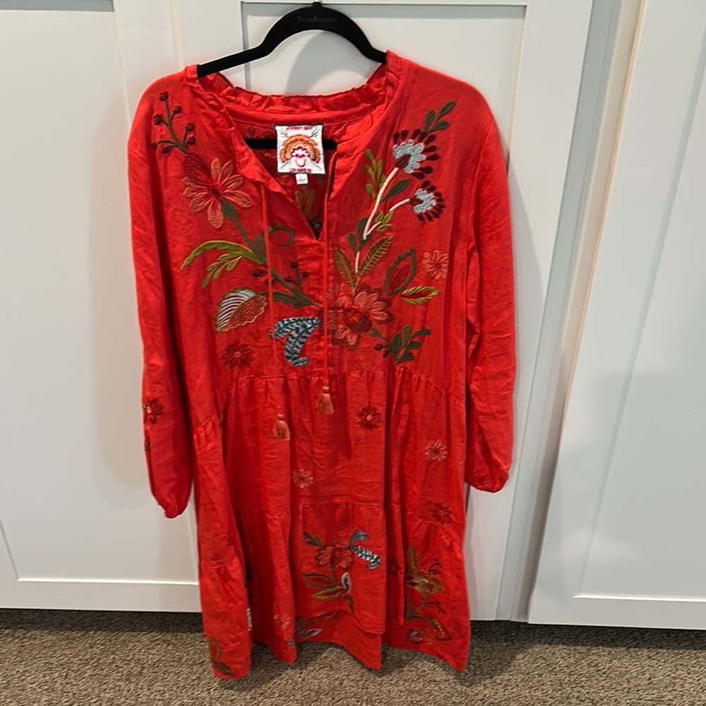 Johnny Was Red Embroidered Garment